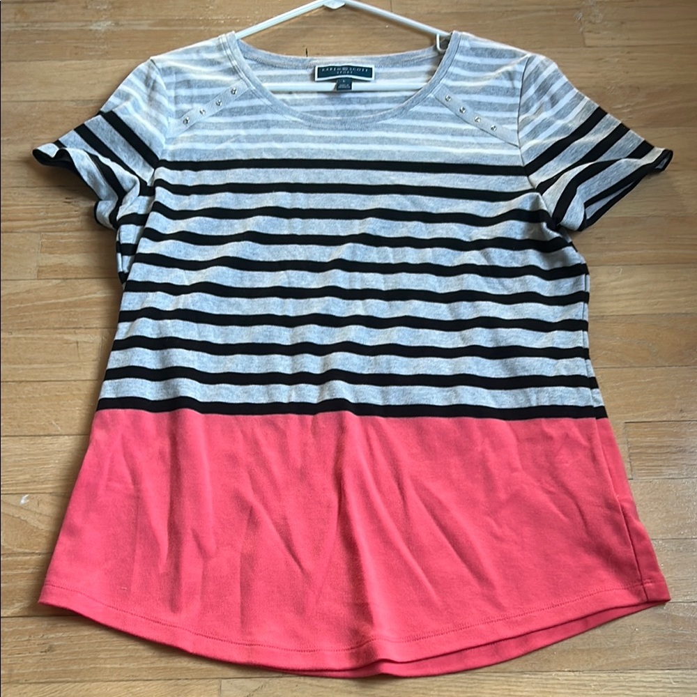 Karen Scott Black and White Short Sleeve Tee